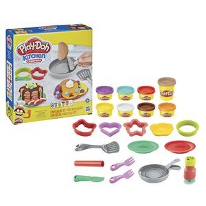 New Play-Doh Kitchen Creations Flip 'n Pancakes Playset 14-Piece Breakfast Toy